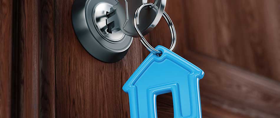 A rekeyed lock in the front door of a newly purchased home in Queens.